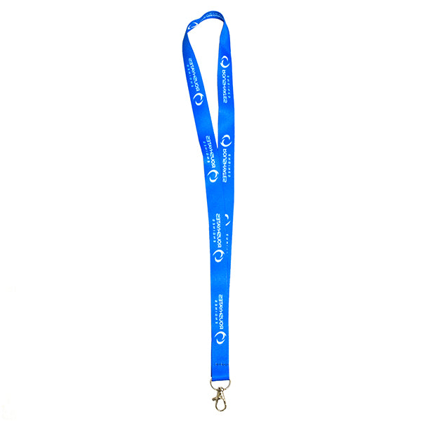 Roush Yates Engines lanyard in blue with company logo in white, silver clasp, 16 1/2" long