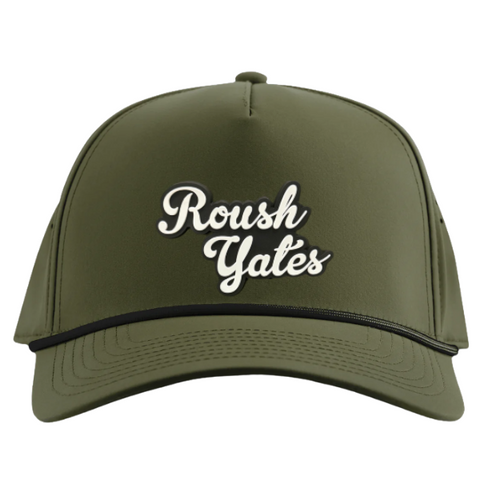 LODEN GREEN/BLACK PVC SCRIPT HAT WITH ROPE