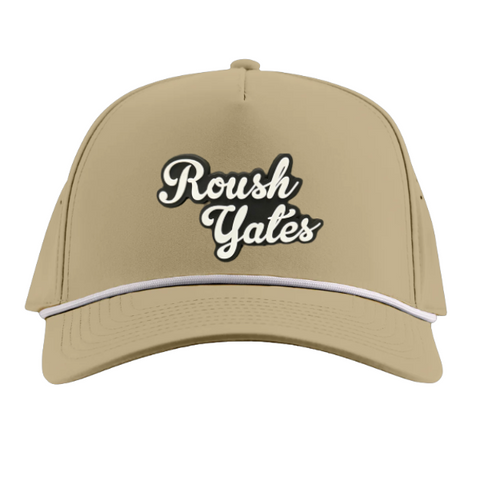 DESERT TAN/WHITE PVC SCRIPT HAT WITH ROPE