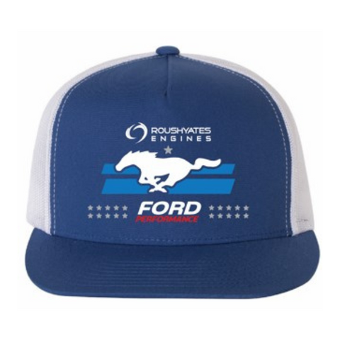 EMBROIDERED MUSTANG HAT, ROYAL BLUE & WHITE