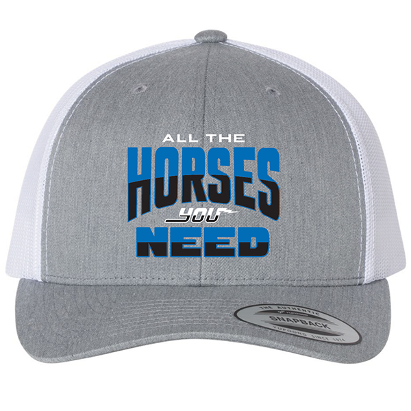ALL THE HORSES 2 TONE EMBROIDERED HAT - GRAY/WHITE