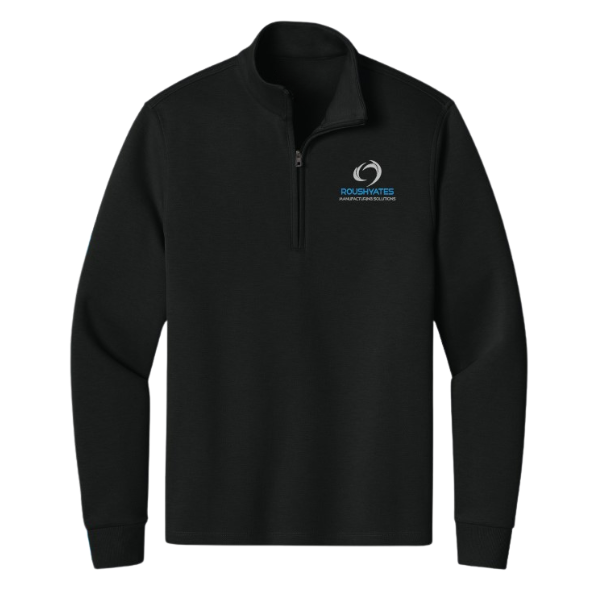 1/4 ZIP EMBROIDERED RYMS PULLOVER - BLACK