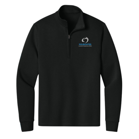 1/4 ZIP EMBROIDERED RYMS PULLOVER - BLACK
