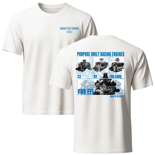 ROUSH YATES ENGINE HISTORY T-SHIRT, WHITE