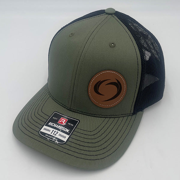 MILITARY GREEN LEATHER PATCH HAT