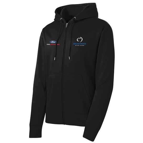 Roush Yates Engines Black Performance Fleece Full Zip up with hood and embroidered logos  