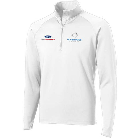 1/4 ZIP EMBROIDERED STRETCH LOGO PULLOVER - WHITE